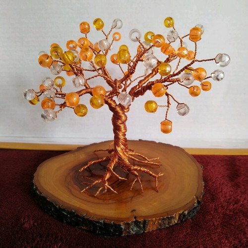 Tree used, wire and beads with base