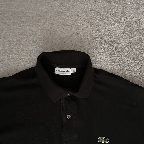 Lacoste cotton polo shirt black size M