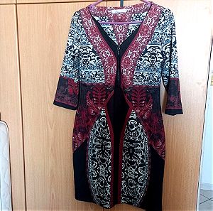 Φόρεμα πολύχρωμο ζέρσεϊ στενή γραμμή με φερμουάρ στο ντεκολτέ xl