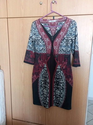 Colorful jersey dress XL slim fit with zipper at neckline new