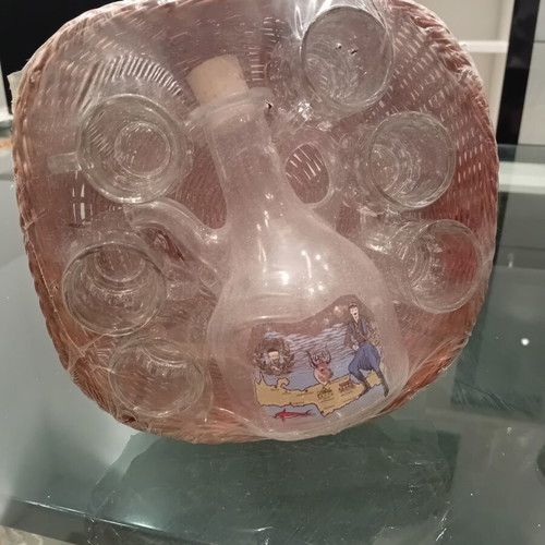 Rakomkanataki set with 6 glasses and basket, new