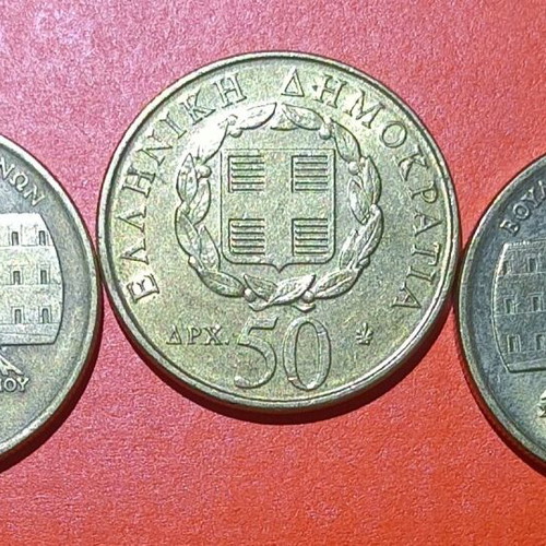 Collectible 50 Drachma coins Makrygiannis and Solomos like new