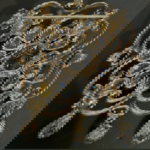 Καρφίτσα ασημένια Oxette με διαμάντια 925°, καινούργια