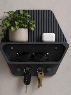Modern Key and Glasses Holder with Shelf