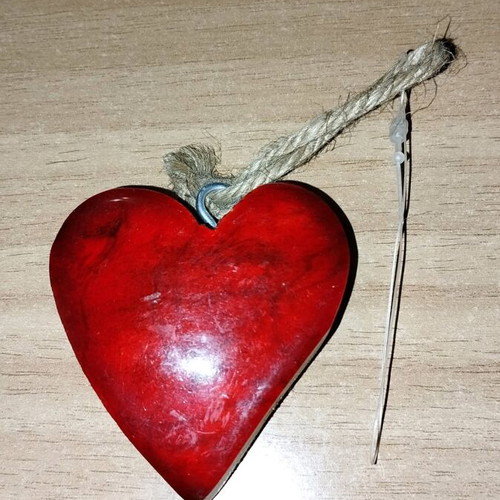 Wooden heart like new handmade hanging ornament