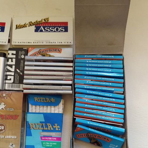 Vintage smoking collection with lighters, filters & rolling papers