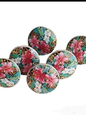 Tropical Type Cavali Ceramic Door Knobs Set of 6 Like New
