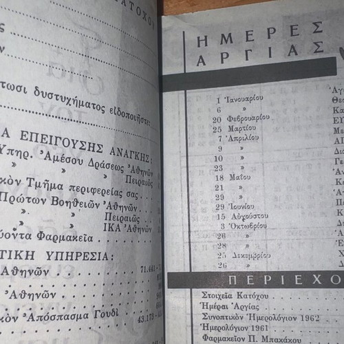 Pharmacy Bakakos 1961 promotional agenda