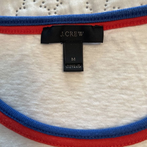 Jcrew women's t-shirt used, size M, white with blue and red details
