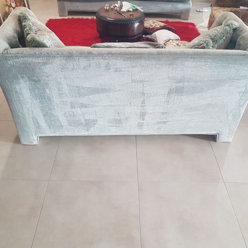 Sofa set of 2 used with solid wood table and glass decoration