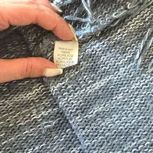 Grey poncho with rolled neck, size Small/Medium, made in Italy