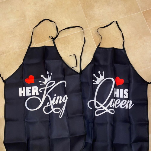 Apron set His Queen - Her King new, two pieces