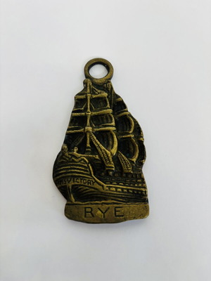 Antique Maritime Horse Brass HMS Victory Rye used, solid bronze