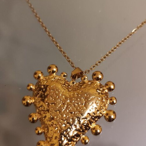 Heart pendant new, stainless steel, gold color