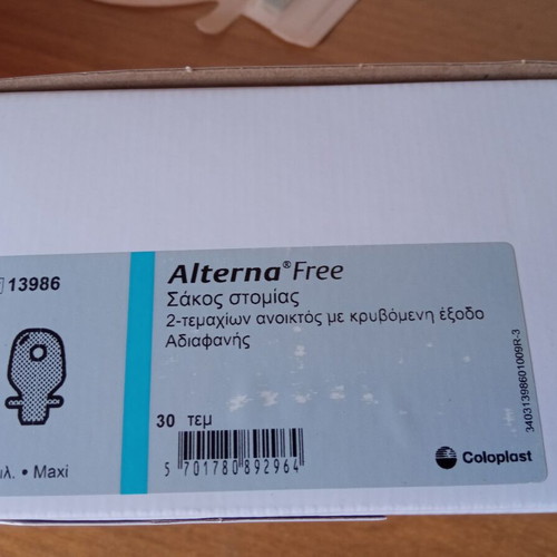 Coloplast Alterna Free colostomy bags, open type, pack of 30