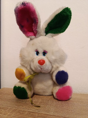 Vintage plush bunny from the '80s, used, approx. 30 cm