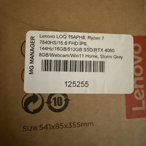 Lenovo LOQ 15APH8 gaming laptop Ryzen 7 7840HS RTX 4060 16GB RAM 512GB SSD