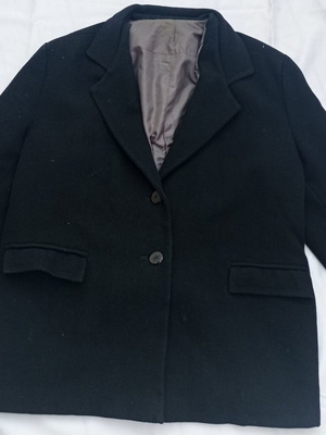 Γυναικείο σακάκι μαύρο μεταχειρισμένο, μέγεθος Μ με ζώνη