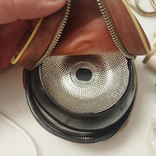 Vintage camera accessories in leather case used