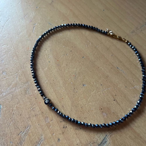Necklace new dark blue with an eye bead