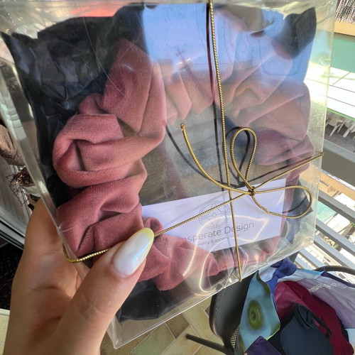 Velvet scrunchie set oversized, like new, gift box, 3 pieces