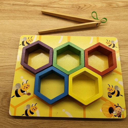 Wooden educational game Hive with Bees used