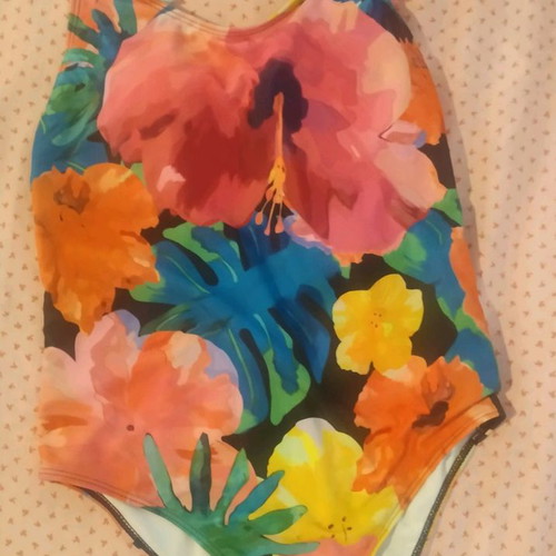 One-piece swimsuit used, floral, large, excellent condition