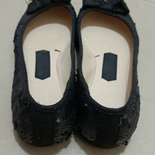 Zara Women black sequin ballerina flats with bow, size 37