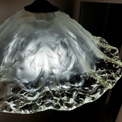 Murano Ice Glass Vintage Ceiling Light 38cm Mazzega 1970s