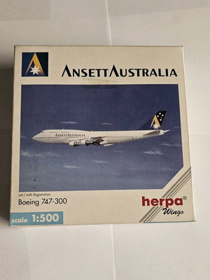 Μοντέλο Herpa Ansett Australia Boeing 747-300 μεταχειρισμένο, λείπει κινητήρας