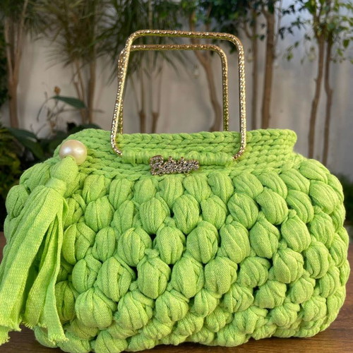 Handmade elegant handbag new, greenish color