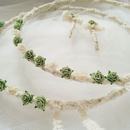 Handmade wedding crowns new with jute, pearl and lace decoration