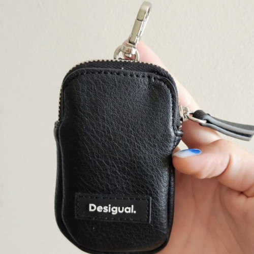 Desigual black crossbody bag with chain strap and mini wallet
