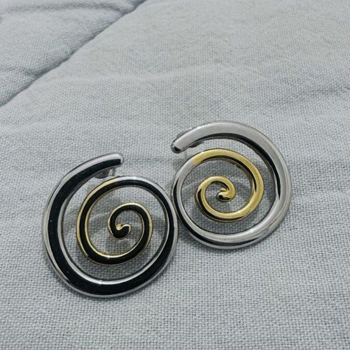 Handmade stainless steel earrings like new, two-tone Italian