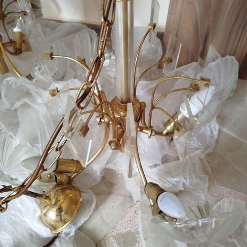 Vintage ceiling lights used, set of two, quadruple and triple