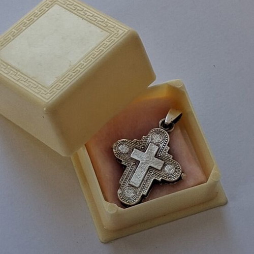 Silver Christian amulet pendant, Greek made, vintage