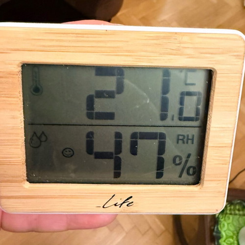 Digital thermometer and hygrometer bamboo Life used