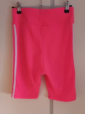 Cycling shorts used, neon pink with white stripes