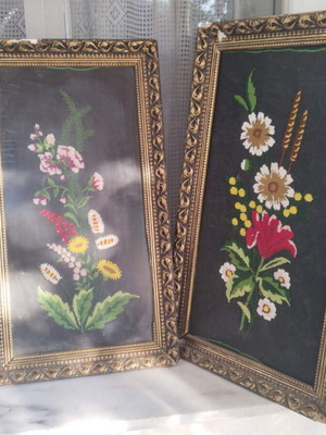 Embroidered textile paintings, circa 1970s-80s, approx. 30x60 cm
