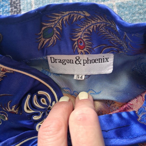 Chinese blouse XS used with broken zipper, vintage satin fabric