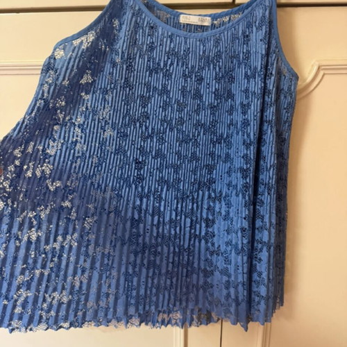 Zara lace top with pleated details, like new, royal blue