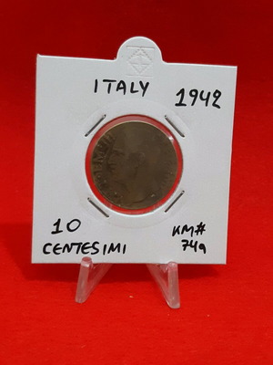 Italy 10 Centesimi coin used 1942