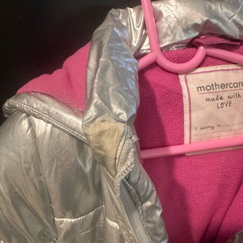 Mothercare silver jacket for girl used, ages 5-6
