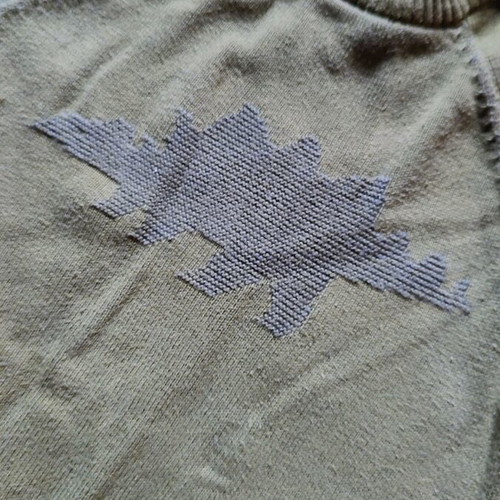 Knitted baby sweater khaki 9-12 months with dinosaur used mothercare