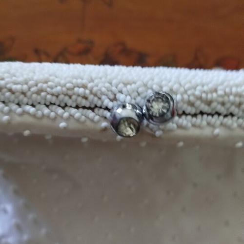Vintage white beaded satin clutch bag like new