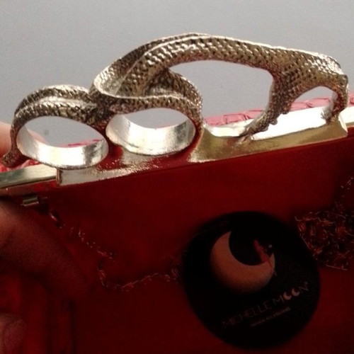 Red evening bag new, handheld