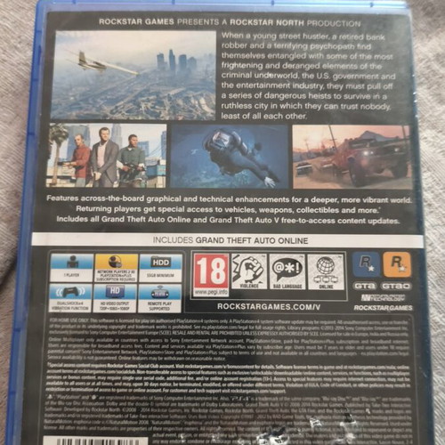 Grand Theft Auto V PS4 game used with minor case wear