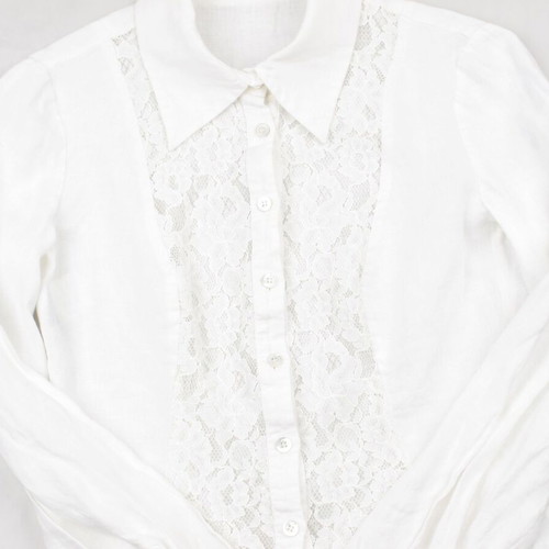 Notizie Mariella Burani women's linen shirt size M white with lace like new