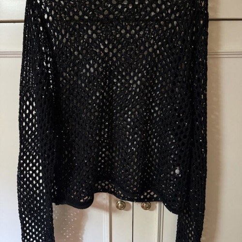 Zara black mesh blouse with small discreet sequins like new, size M