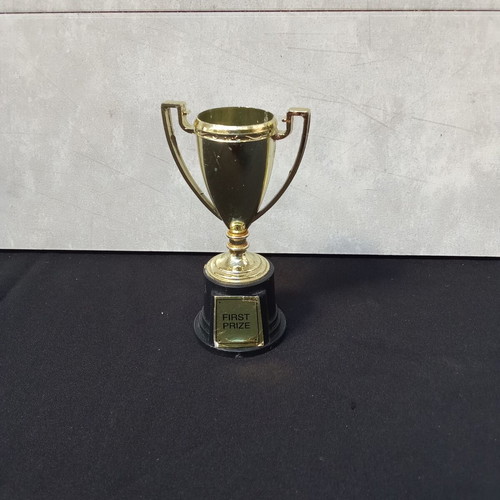 Toy Cup First Prize plastic gold 1990s used